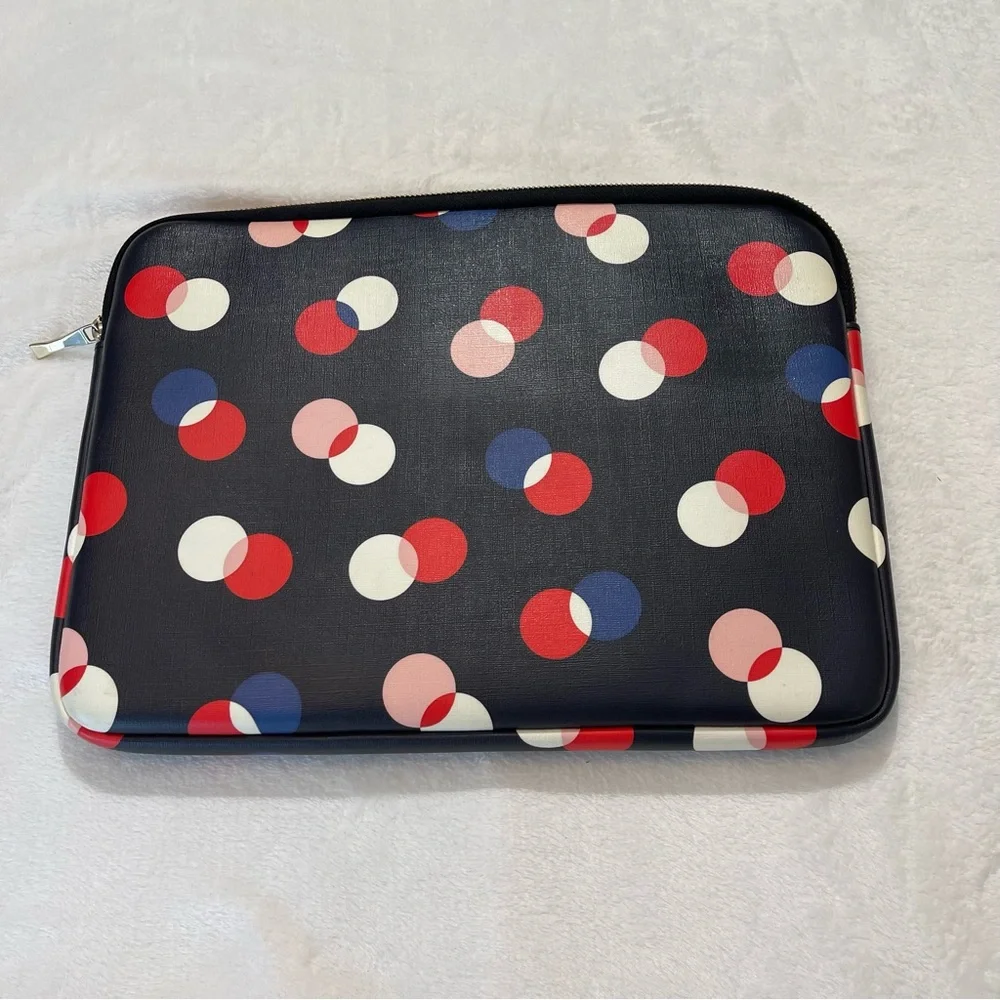 KATE SPADE LAPTOP BAG. BLUE RED, WHITE POLKA-DOT